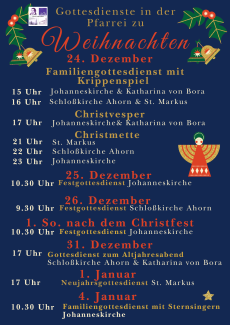 Weihnachtsgottesdienste 2025